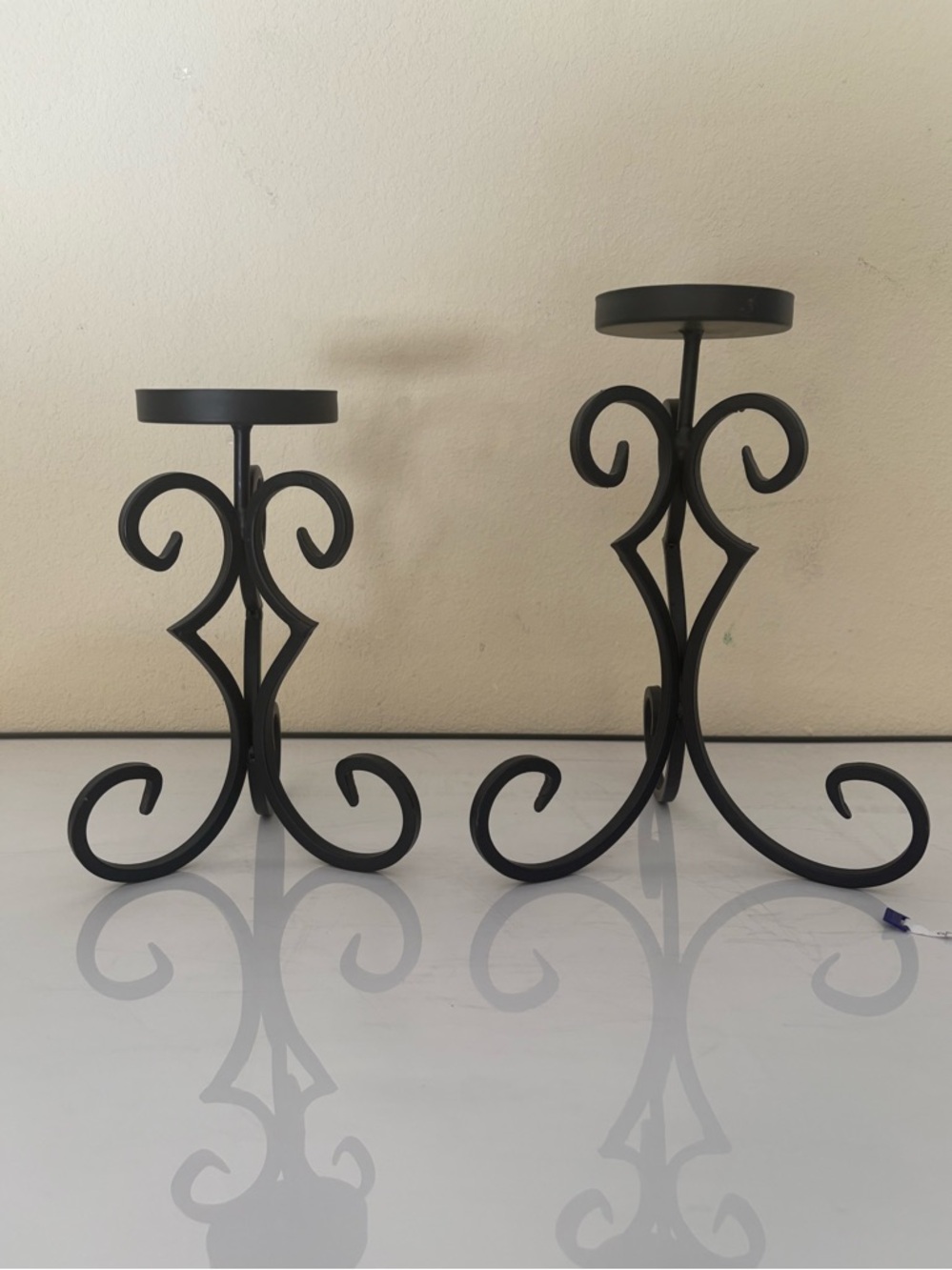 Black Decorative Metal Candle Holders - Set of 2